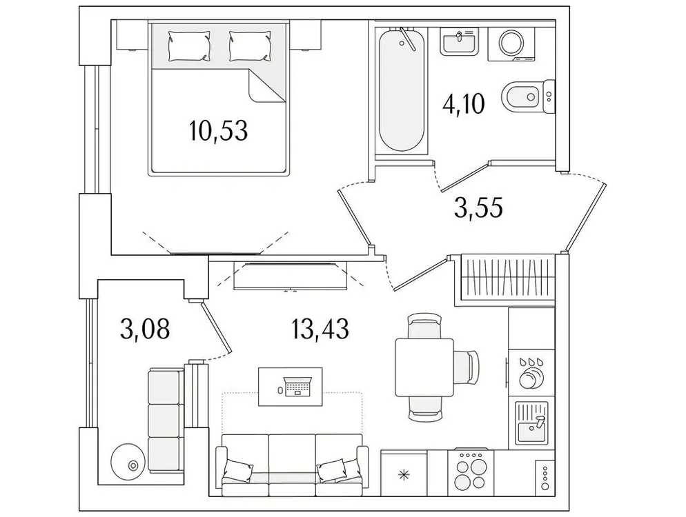 Продается 1-комнатная квартира, 33,2 м² - Фото 1