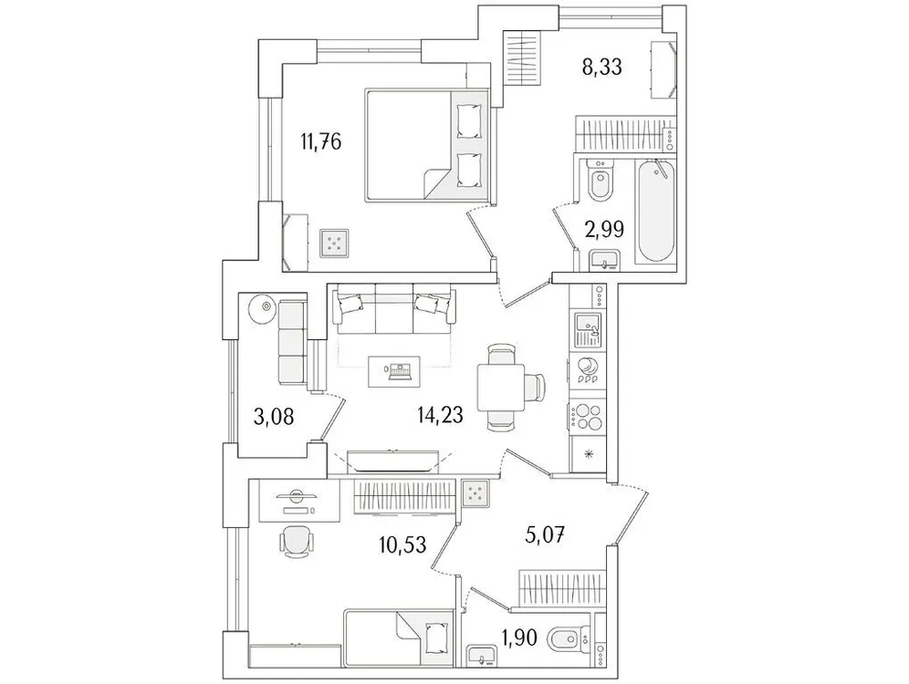 Продается 2-комнатная квартира, 56,4 м² - Фото 1