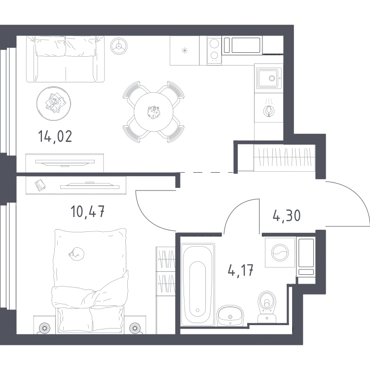 Продается 1-комнатная квартира, 33 м² - Фото 1