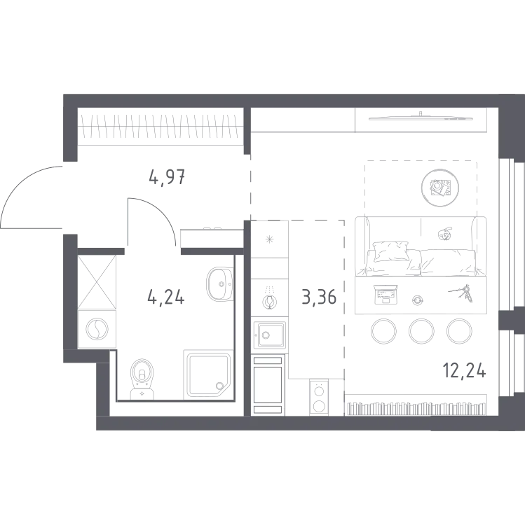 Продается студия, 24,8 м² - Фото 1