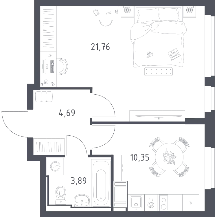Продается 1-комнатная квартира, 40,7 м² - Фото 1
