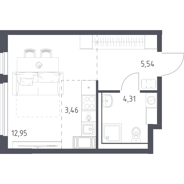 Продается студия, 26,2 м² - Фото 1