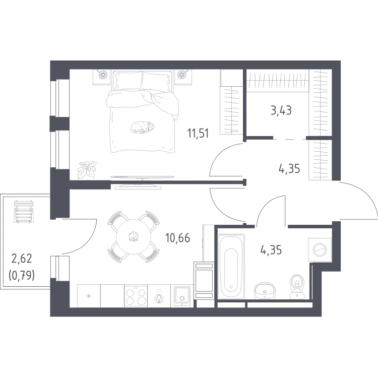 Продается 1-комнатная квартира, 35,1 м² - Фото 1