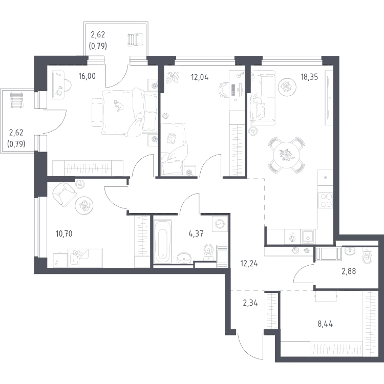 Продается 3-комнатная квартира, 88,9 м² - Фото 1