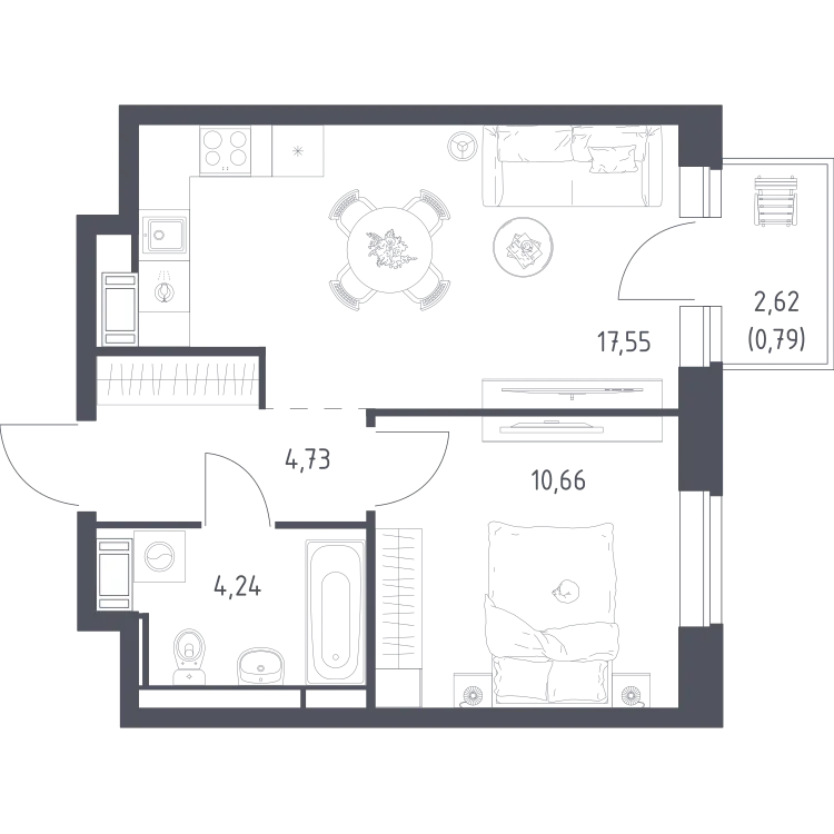 Продается 1-комнатная квартира, 38 м² - Фото 1