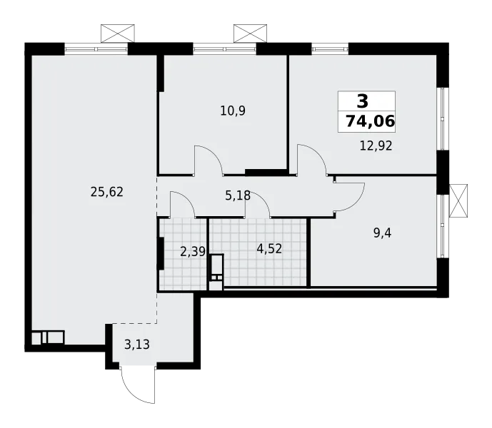 Продается 3-комнатная квартира, 74,1 м² - Фото 1