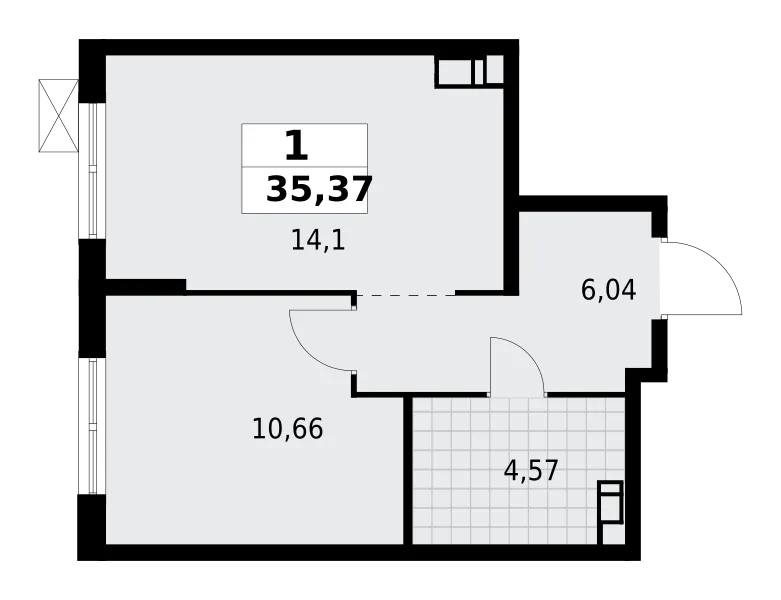 Продается 1-комнатная квартира, 35,4 м² - Фото 1