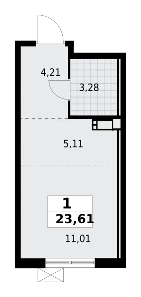 Продается 1-комнатная квартира, 23,6 м² - Фото 1