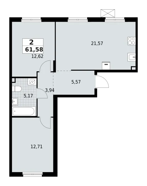 Продается 2-комнатная квартира, 61,6 м² - Фото 1