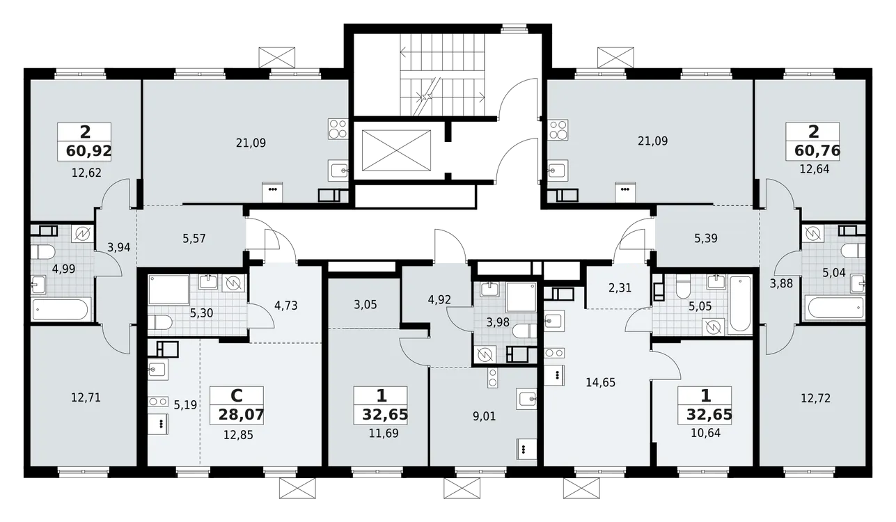 Продается 2-комнатная квартира, 60,9 м² - Фото 2