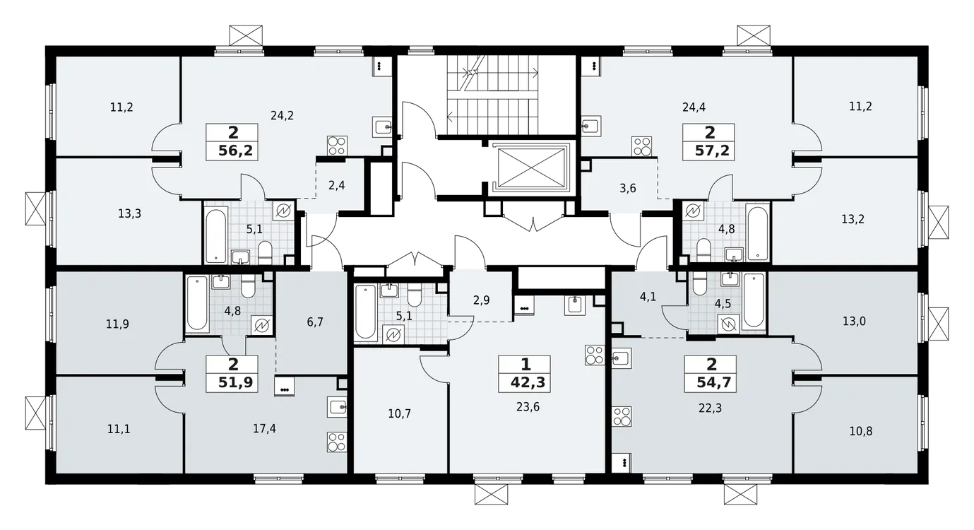 Продается 2-комнатная квартира, 57,2 м² - Фото 2