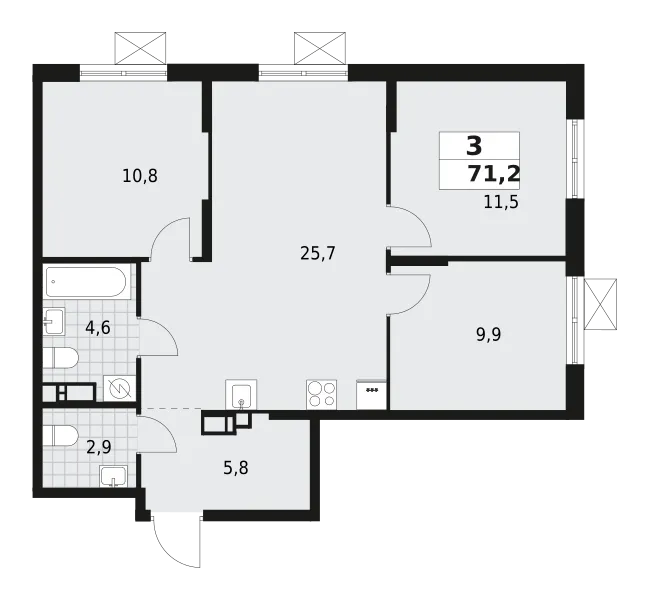 Продается 3-комнатная квартира, 71,2 м² - Фото 1