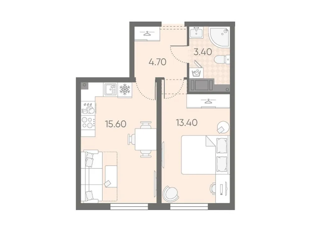 Продается 1-комнатная квартира, 37,1 м² - Фото 2