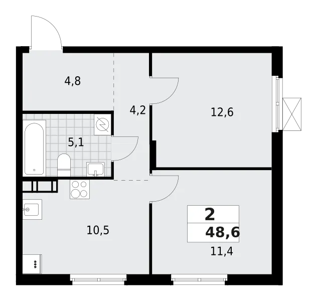 Продается 2-комнатная квартира, 48,6 м² - Фото 1