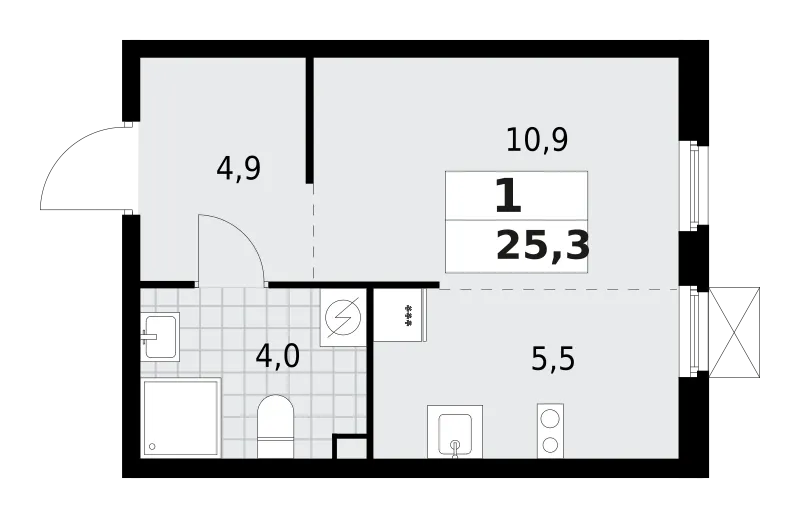 Продается 1-комнатная квартира, 25,3 м² - Фото 1