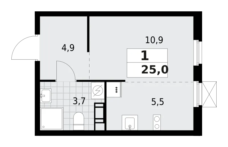 Продается 1-комнатная квартира, 25 м² - Фото 1