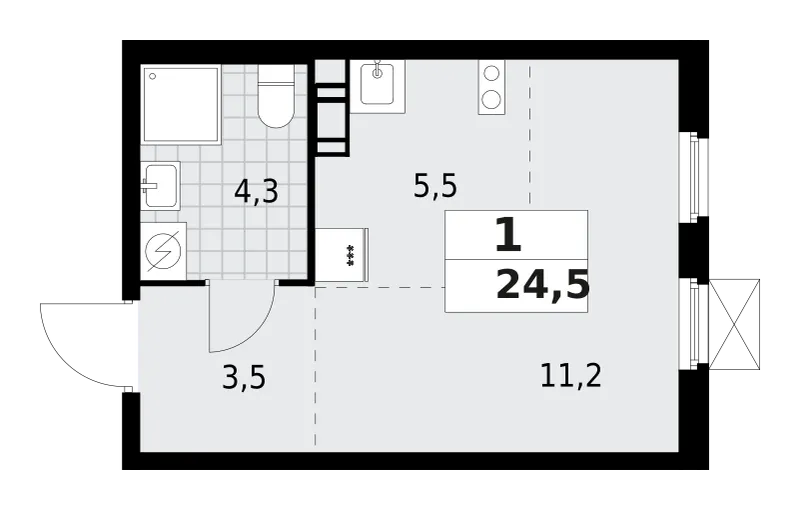 Продается 1-комнатная квартира, 24,5 м² - Фото 1