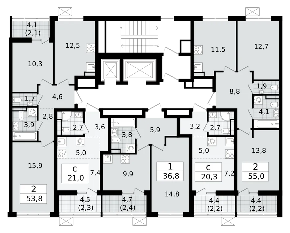 Продается 2-комнатная квартира, 55,1 м² - Фото 2