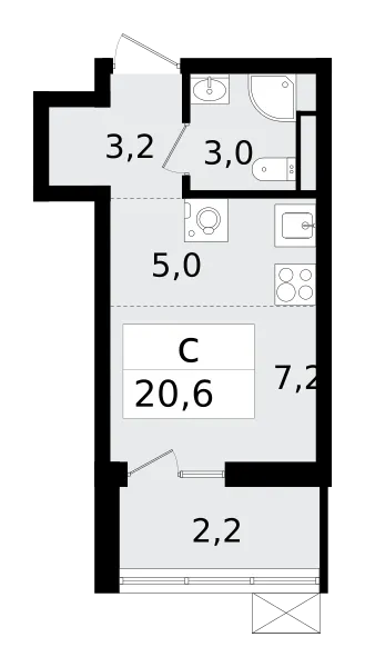 Продается 1-комнатная квартира, 20,7 м² - Фото 1