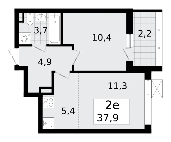 Продается 2-комнатная квартира, 38 м² - Фото 1