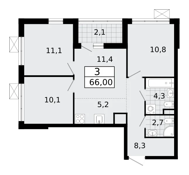 Продается 4-комнатная квартира, 66,2 м² - Фото 1