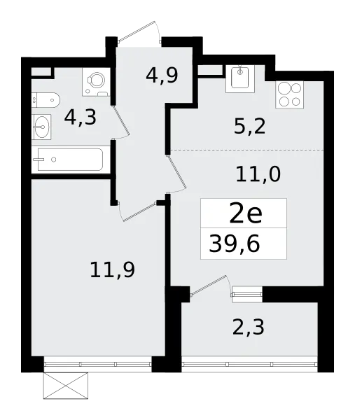 Продается 2-комнатная квартира, 39,6 м² - Фото 1