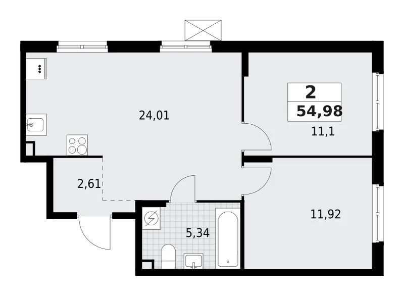 Продается 2-комнатная квартира, 55 м² - Фото 1