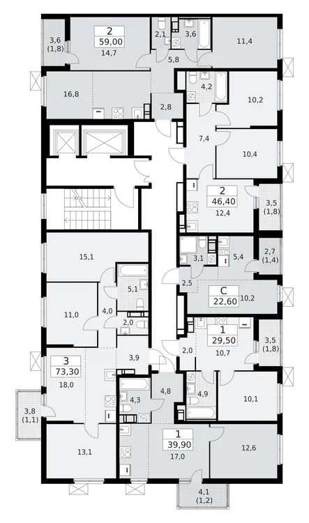 Продается 3-комнатная квартира, 73,3 м² - Фото 2