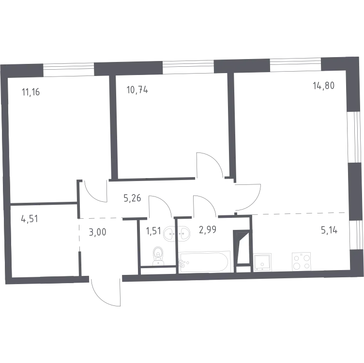Продается 2-комнатная квартира, 58,2 м² - Фото 1