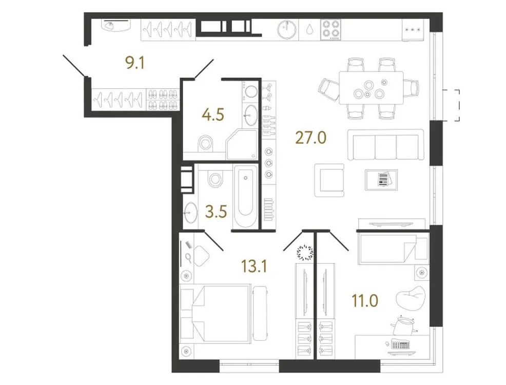 Продается 2-комнатная квартира, 68,2 м² - Фото 1