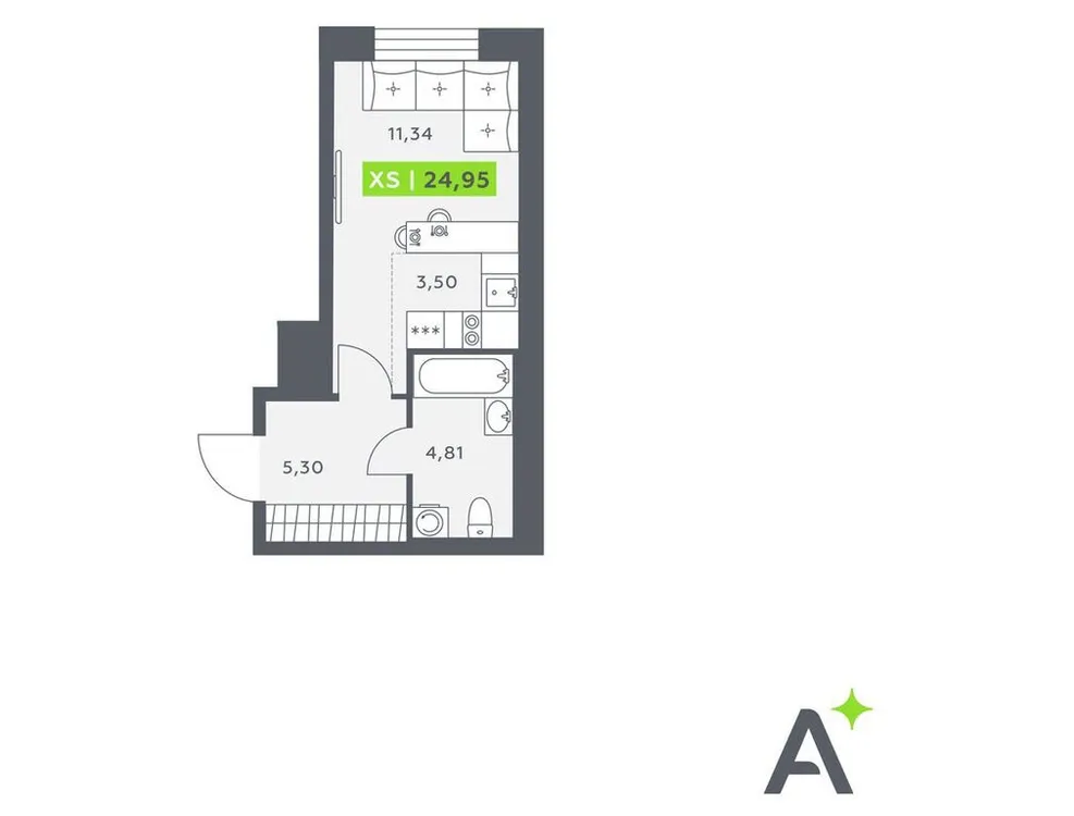 Продается студия, 25 м² - Фото 1