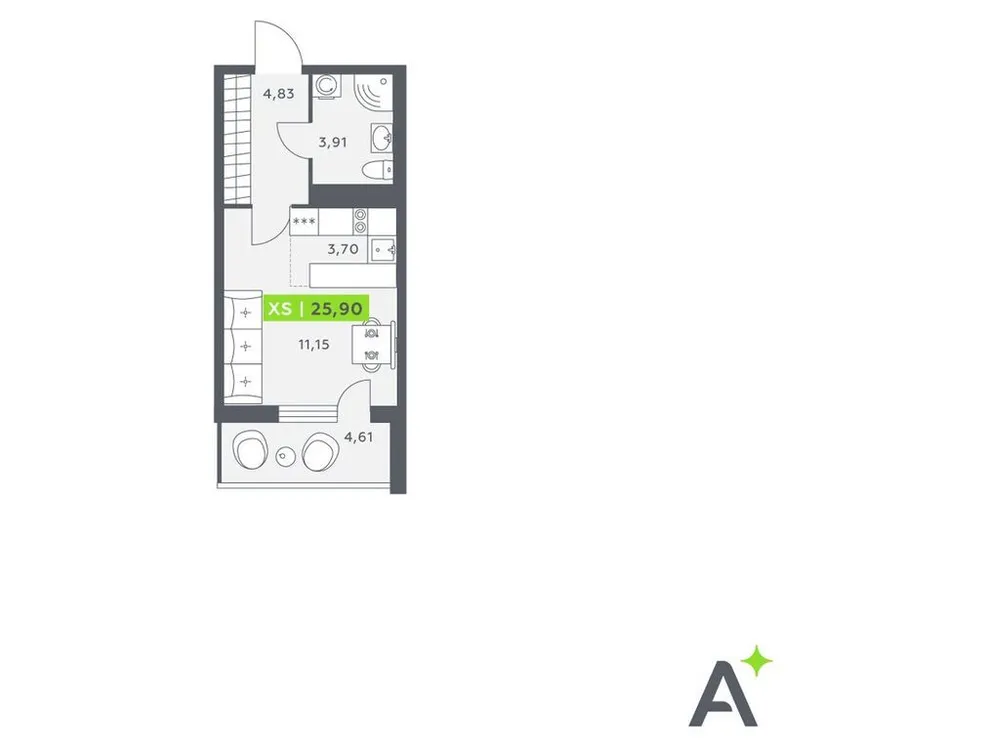 Продается студия, 26,5 м² - Фото 1