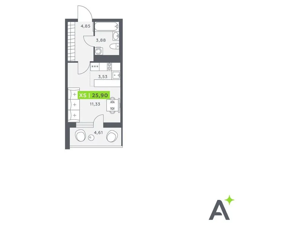 Продается студия, 25,8 м² - Фото 1