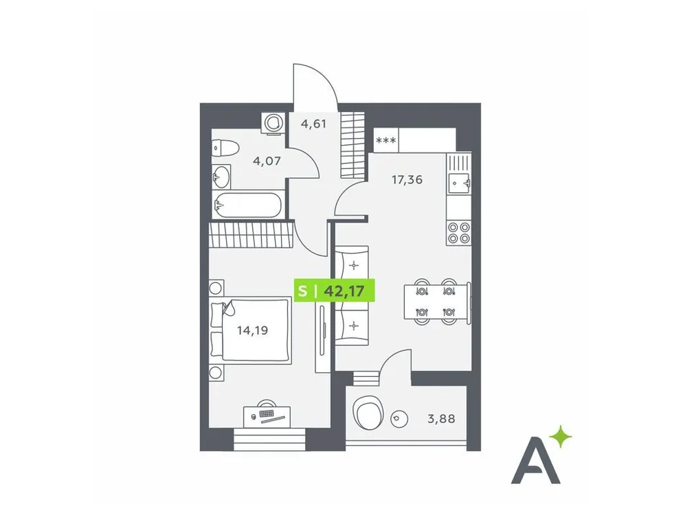 Продается 2-комнатная квартира, 42,2 м² - Фото 1