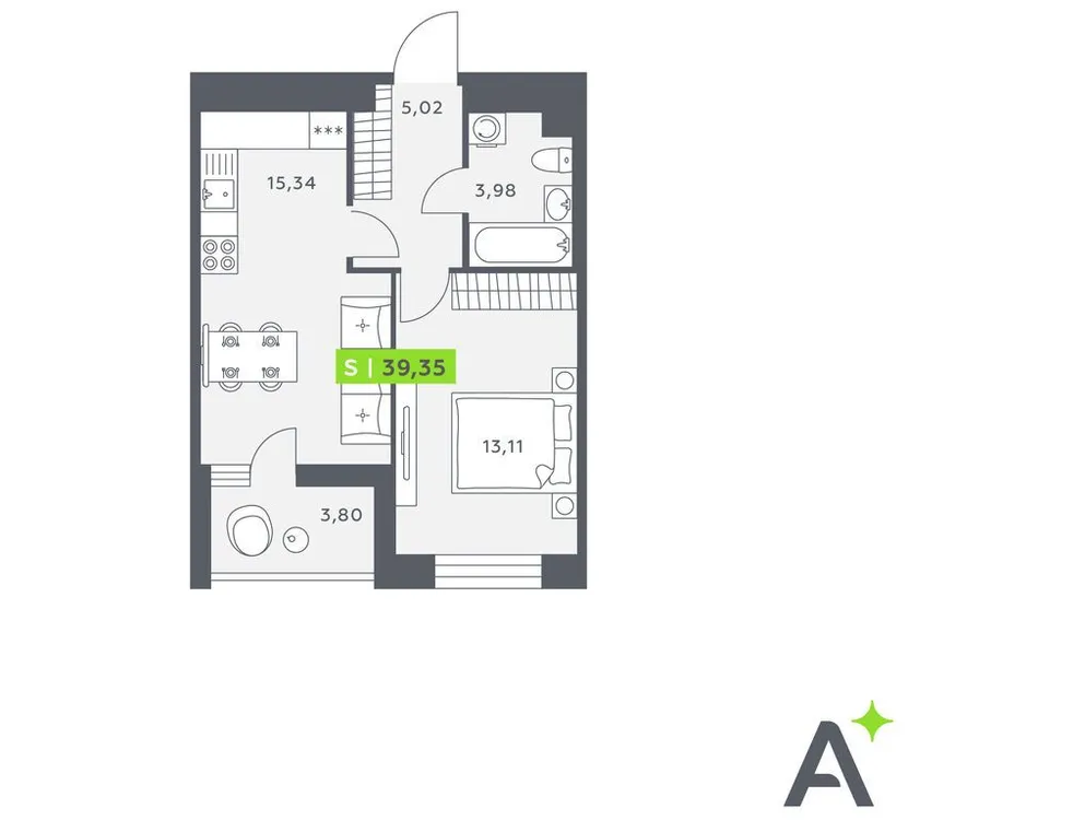 Продается 2-комнатная квартира, 39,4 м² - Фото 1