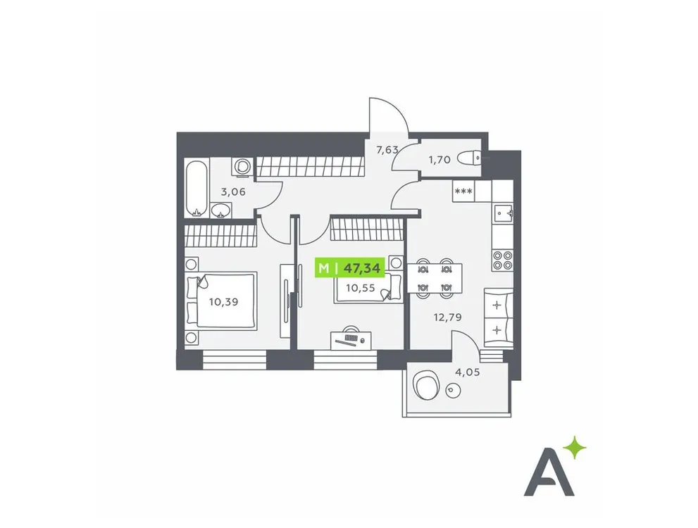 Продается 3-комнатная квартира, 47,3 м² - Фото 1