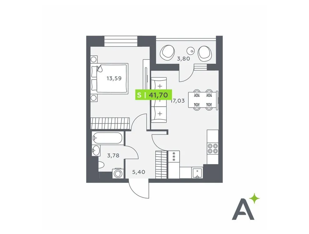 Продается 2-комнатная квартира, 41,7 м² - Фото 1