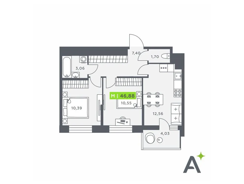 Продается 3-комнатная квартира, 46,9 м² - Фото 1