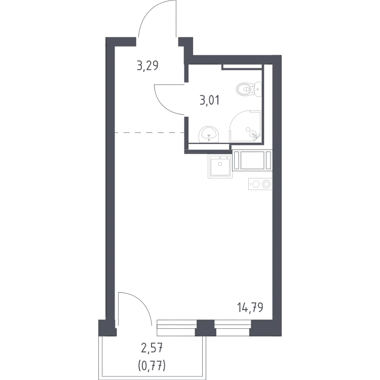 Продается студия, 21,9 м² - Фото 2