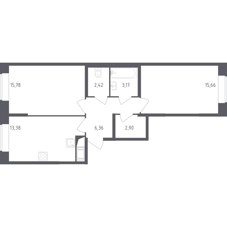 Продается 2-комнатная квартира, 58,7 м² - Фото 1