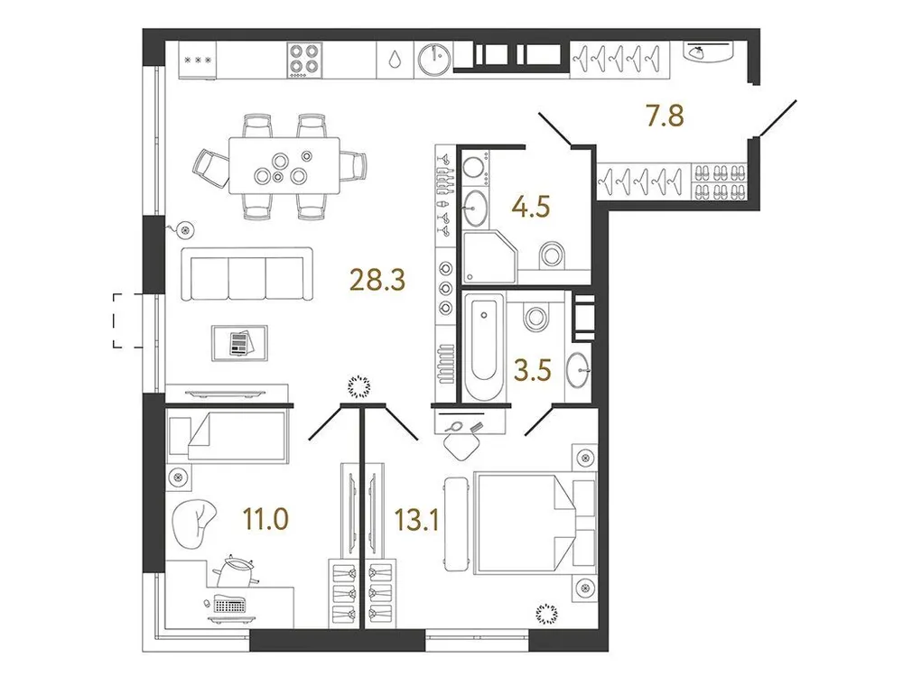 Продается 2-комнатная квартира, 68,2 м² - Фото 2