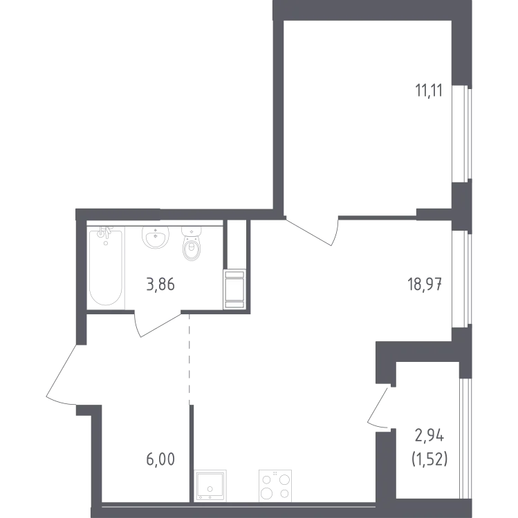 Продается 1-комнатная квартира, 41,5 м² - Фото 1