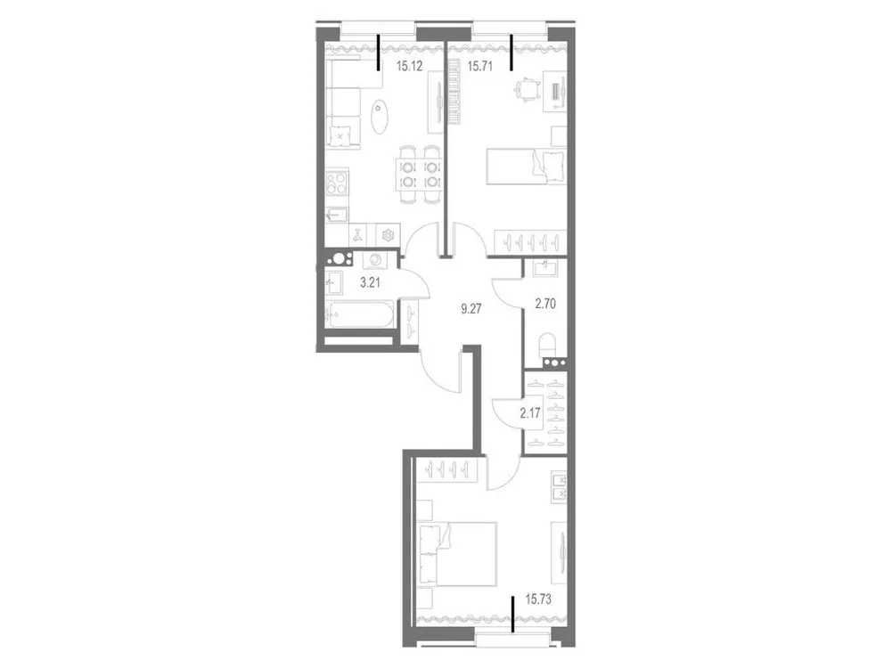 Продается 2-комнатная квартира, 63,9 м² - Фото 2