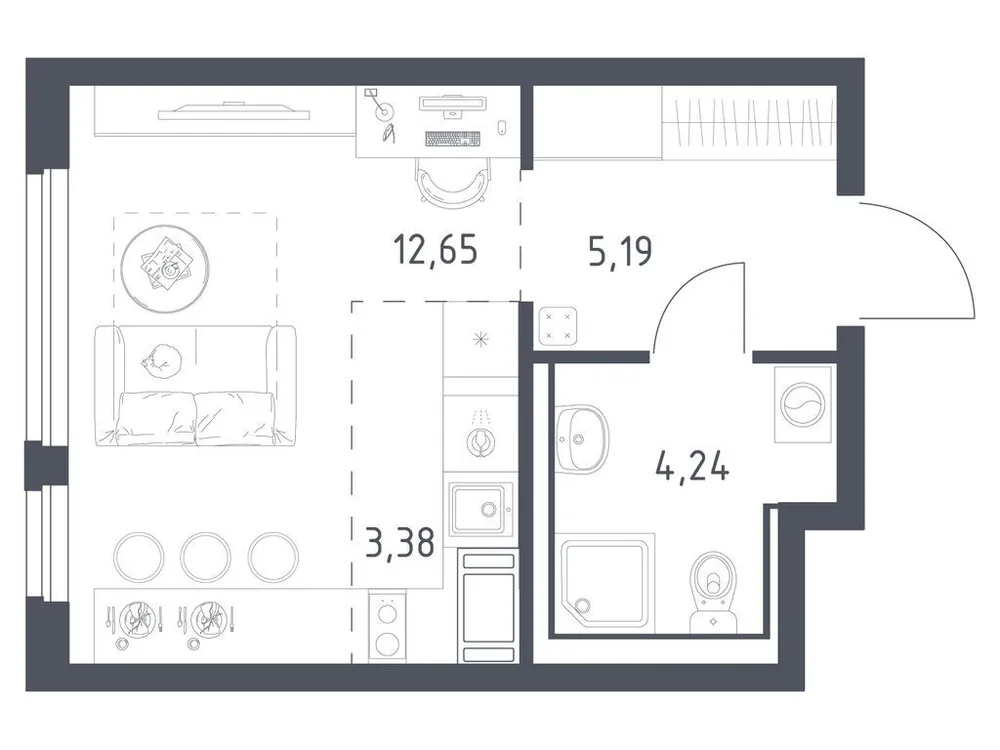 Продается студия, 24,8 м² - Фото 2