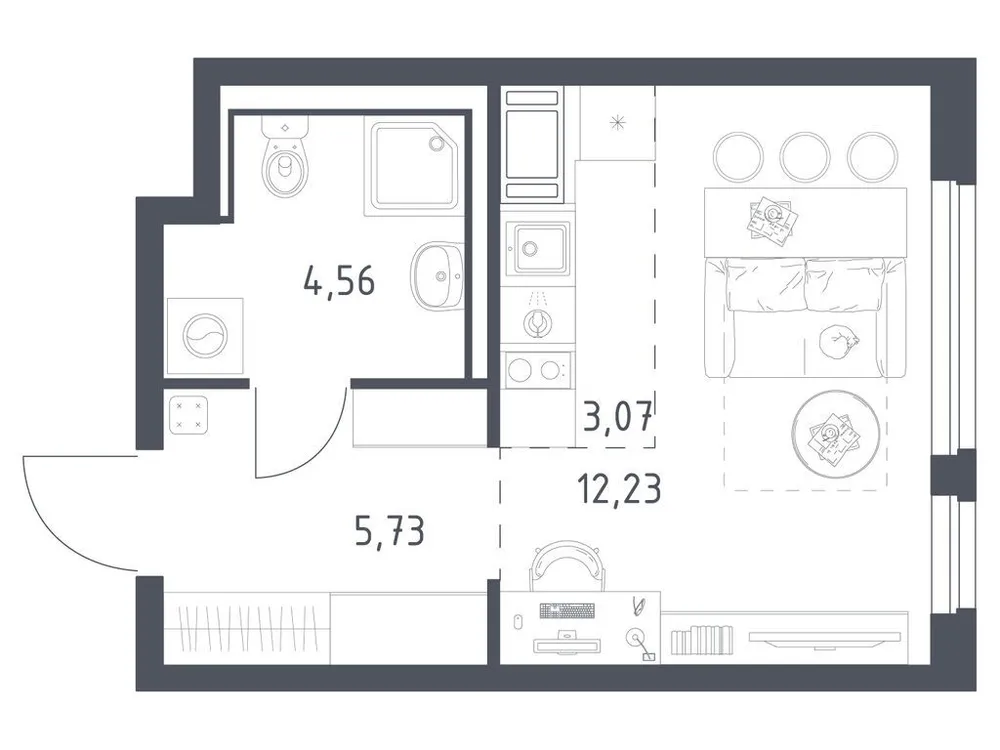 Продается студия, 25,6 м² - Фото 2