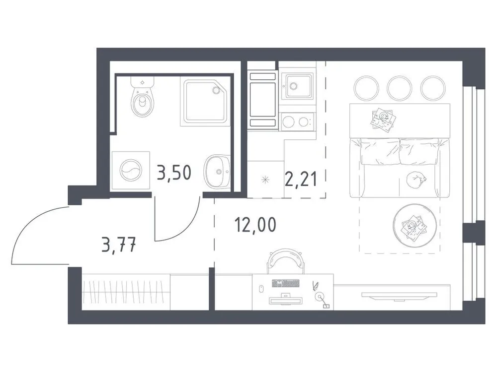 Продается студия, 21,5 м² - Фото 2