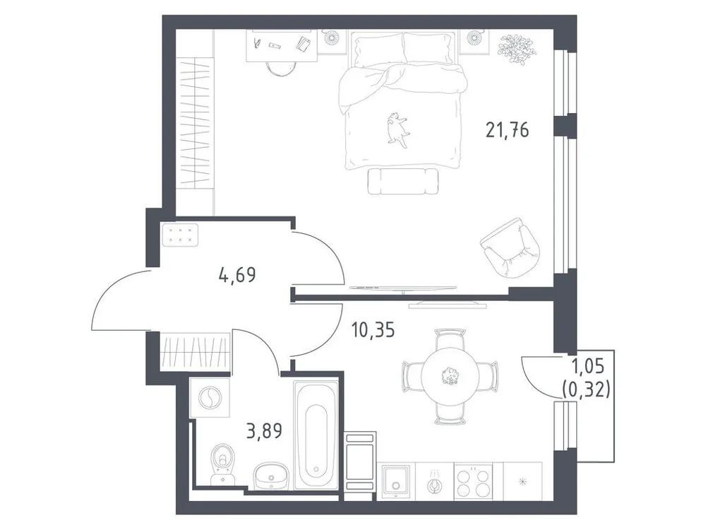 Продается 1-комнатная квартира, 41 м² - Фото 2