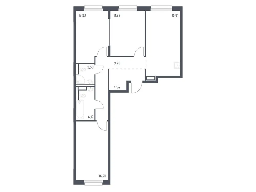 Продается 3-комнатная квартира, 75,9 м² - Фото 4