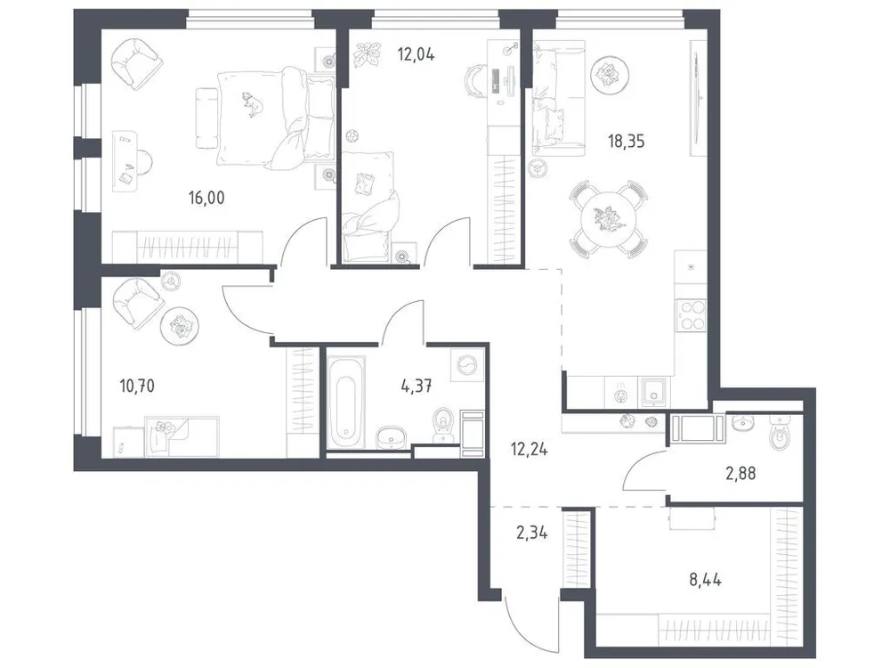 Продается 3-комнатная квартира, 87,4 м² - Фото 2