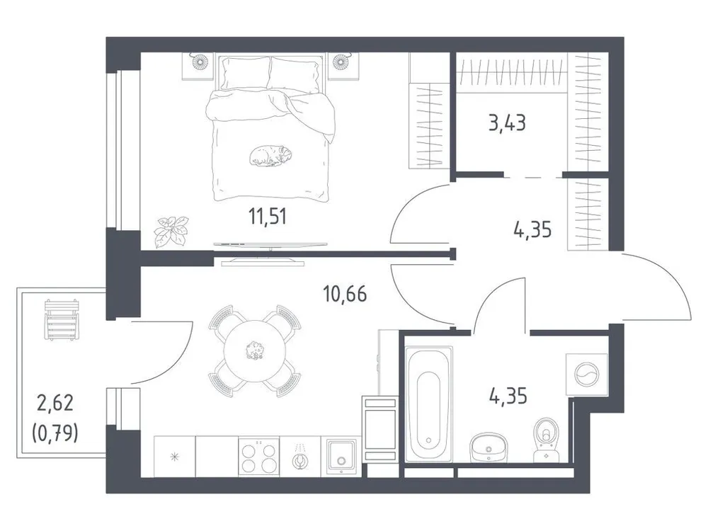 Продается 1-комнатная квартира, 35,1 м² - Фото 2